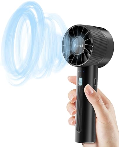 Furnsii Superstark Hand Ventilator, 3X Leistungsstark Turbowind Handventilator Akku Aufladbar mit 16 Stunden 4 Stufen, Mini Ventilator Frauen Männer Kinder für Reisen Büro Zuhause von Furnsii