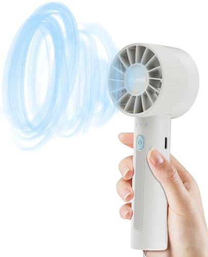 Furnsii Superstark Hand Ventilator, 3X Leistungsstark Turbowind Handventilator Akku Aufladbar mit 16 Stunden 4 Stufen, Mini Ventilator Frauen Männer Kinder für Reisen Büro Zuhause von Furnsii