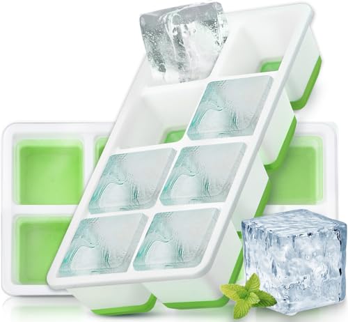 Große Eiswürfelbehälter mit Deckel, FURNSII 2 Stück Grosse Eiswürfelform Eckig aus Silikon BPA Frei, Stapelbar Ice Cube Tray Eiswürfel Form für Bier Cocktails Whisky Getränke von Furnsii