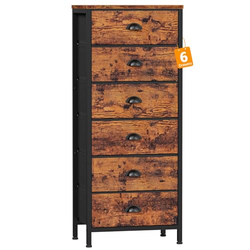 Furnulem Kommode mit 6 Schubladen (Rustic Brown) von Furnulem