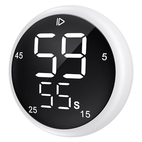 Küchen Smart Produktivität Timer, Magnetischer Digitial, Schreibtisch Timer im Klassenzimmer, ADHD für Kinder, Countdown mit 5 15 25 45 Mins Shortcut Einstellung (Weiß) von Furron King