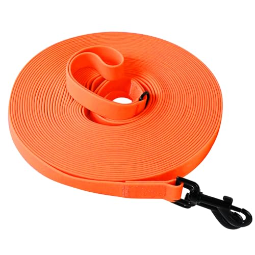 Wasserdicht Schleppleine für Hunde, Schleppleine 5m/10m/15m/20m mit Handgriff und D-Ring, Leicht zu Reinigen Gummierte Hundeleine Trainingsleine für Kleine Mittlere Große Hunde, Neon Orange, 10M Wasserdicht Schleppleine für Hunde, Schleppleine 5m/10m/15m/20m mit Handgriff und D-Ring, Leicht zu Reinigen Gummierte Hundeleine Trainingsleine für Kleine Mittlere Große Hunde, Neon Orange, 10M von Furry friends