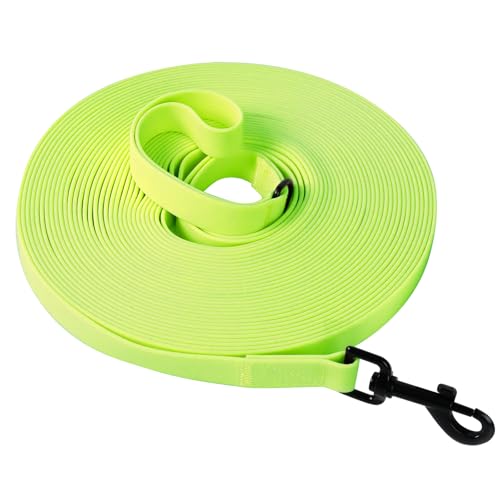 Wasserdicht Schleppleine für Hunde, Schleppleine 5m/10m/15m/20m mit Handgriff und D-Ring, Leicht zu Reinigen Gummierte Hundeleine Trainingsleine für Kleine Mittlere Große Hunde, Neongrün, 5M Wasserdicht Schleppleine für Hunde, Schleppleine 5m/10m/15m/20m mit Handgriff und D-Ring, Leicht zu Reinigen Gummierte Hundeleine Trainingsleine für Kleine Mittlere Große Hunde, Neongrün, 5M von Furry friends