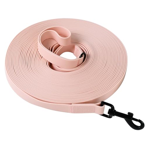 Wasserdicht Schleppleine für Hunde, Schleppleine 5m/10m/15m/20m mit Handgriff und D-Ring, Leicht zu Reinigen Gummierte Hundeleine Trainingsleine für Kleine Mittlere Große Hunde, Rosa, 20M Wasserdicht Schleppleine für Hunde, Schleppleine 5m/10m/15m/20m mit Handgriff und D-Ring, Leicht zu Reinigen Gummierte Hundeleine Trainingsleine für Kleine Mittlere Große Hunde, Rosa, 20M von Furry friends