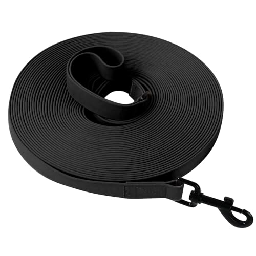 Wasserdicht Schleppleine für Hunde, Schleppleine 5m/10m/15m/20m mit Handgriff und D-Ring, Leicht zu Reinigen Gummierte Hundeleine Trainingsleine für Kleine Mittlere Große Hunde, Schwarz, 5M Wasserdicht Schleppleine für Hunde, Schleppleine 5m/10m/15m/20m mit Handgriff und D-Ring, Leicht zu Reinigen Gummierte Hundeleine Trainingsleine für Kleine Mittlere Große Hunde, Schwarz, 5M von Furry friends