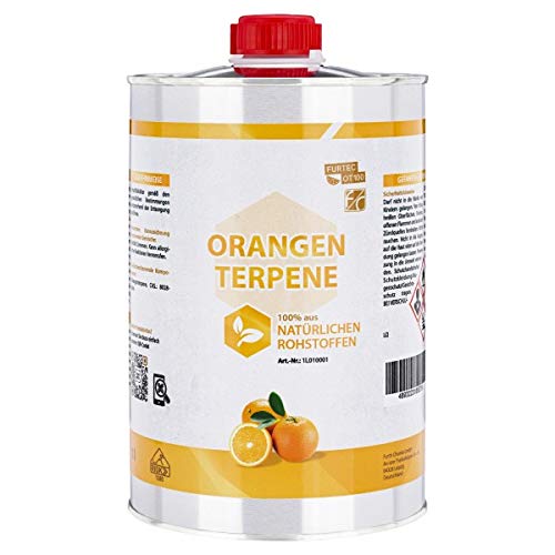 Orangenterpene 100%, Idealer Etikettenlöser & Klebereste-Entferner für Autolack, Fensterrahmen, Kunststoff, Glas, 1 L von Furthchemie