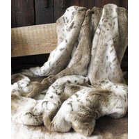 Luxus Beige Luchs Kunstpelz Decke Überwurf | Kunstfell Werfen Sofa Pelzdecke Felldecke Mit Futter Aus Elfenbeinfarbenem Wildlederimitat von Furthrows
