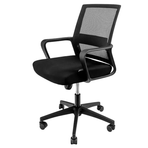Furvero Bürostuhl Drehstuhl Ergonomisch FURVERO Basic schwarz mit Armlehnen | Traglast 100 kg | 47x64x99 cm | (REGULIERTE MIKROSETZ NYLON-Räder LANDABEN) von Furvero