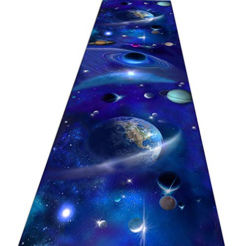 FUSHOU-Rutschfestes Läufer Teppiche, Prächtiges 3D-Universum-Sternlandschaftsmuster Innendekoration Teppich Teppich Ausstellungshalle Fußpolster Küchenmatte Webteppich,A,80x460cm von Fushou