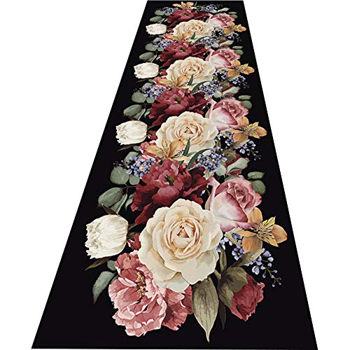 FUSHOU-Wunderschönes Blumenmuster Teppich Läufer, Verwendet Für Wohnzimmer/Schlafzimmer/Ankleidezimmer/Hoteldurchgang Creative Hallway Runner, Einfach Zu Verwalten Läufer Teppich,A,60x300cm von Fushou