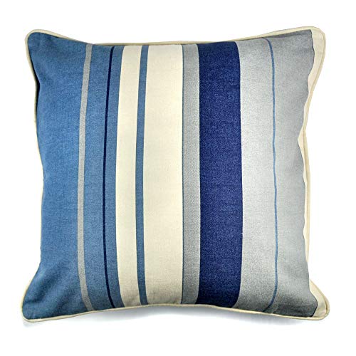 Fusion Home Furnishings Whitworth Stripe Kissen mit Füllung, Baumwolle 100% Polyester, Blau, Cushion (Filled): 43 x 43cm von Fusion