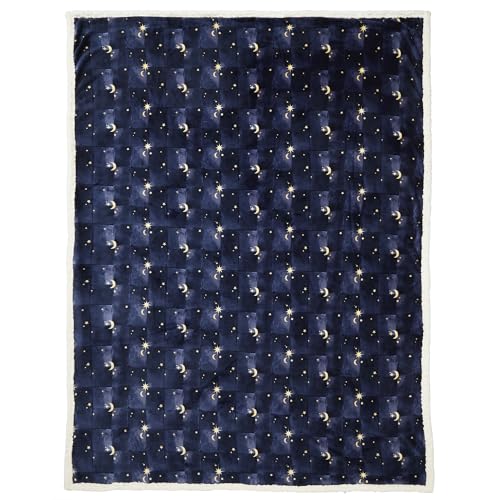 Fusion Snug Überwurf, Polyester, Marineblau, 150 x 200 cm, Fleece mit Sherpa-Rückseite, Erwachsene, kosmischer Stern-Mond-Druck Fusion Snug Überwurf, Polyester, Marineblau, 150 x 200 cm, Fleece mit Sherpa-Rückseite, Erwachsene, kosmischer Stern-Mond-Druck von Fusion Snug