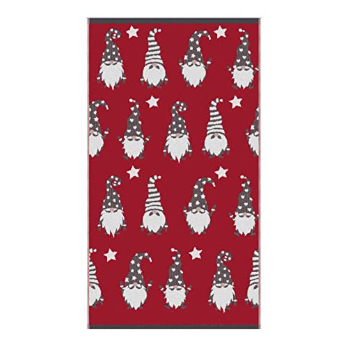 Fusion Badezimmer – Weihnachts-Gonks – 100% Baumwolle Jacquard Set mit 2 Handtüchern – 50 x 90 cm, Rot & Grau von Fusion