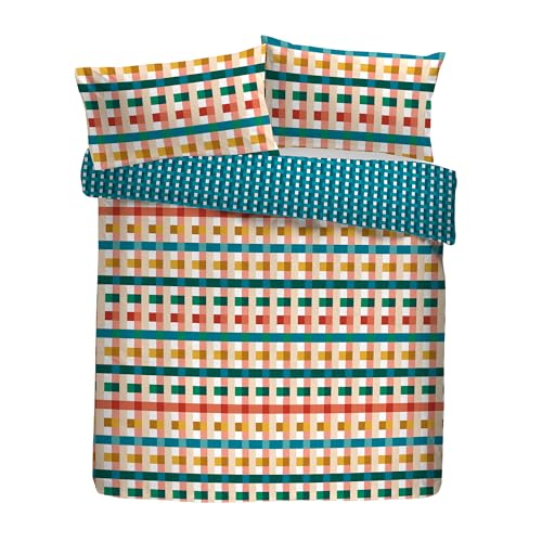 Fusion Bettbezug-Set, 100% recyceltes Polyester, Doppelbettgröße 200 x 200 cm, Mehrfarbig, geometrisches Pinsonic-Muster, mit 2 Kissenbezügen Fusion Bettbezug-Set, 100% recyceltes Polyester, Doppelbettgröße 200 x 200 cm, Mehrfarbig, geometrisches Pinsonic-Muster, mit 2 Kissenbezügen von Fusion