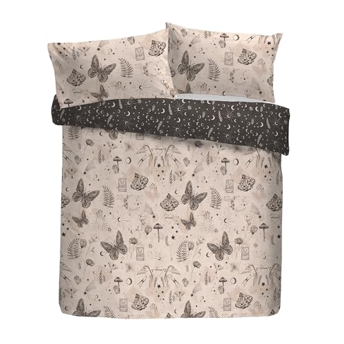 Fusion Bettbezug-Set, 52% recyceltes Polyester, 48% Baumwolle, Einzelbett 140 x 200 cm, grau, handgezeichneter Druck mit himmlischem Muster Fusion Bettbezug-Set, 52% recyceltes Polyester, 48% Baumwolle, Einzelbett 140 x 200 cm, grau, handgezeichneter Druck mit himmlischem Muster von Fusion