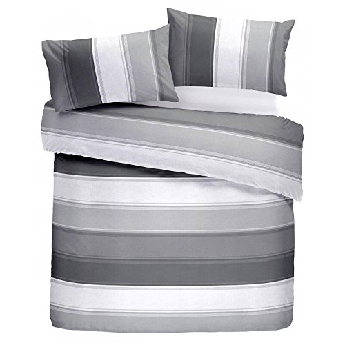 Fusion Bettbezug und Zwei Kissenbezüge, 52% Polyester / 48% Baumwolle, Grau, King Size von Fusion