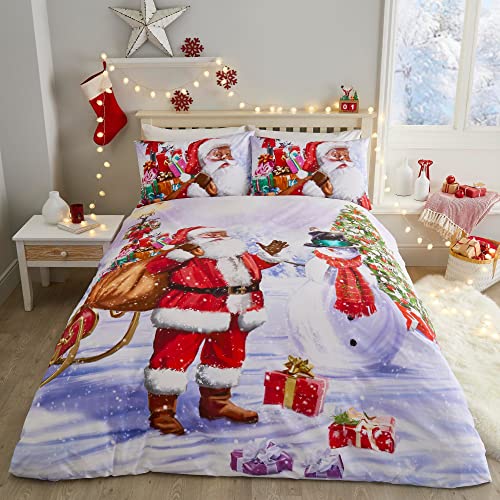 Fusion Bettbezug-Set mit Weihnachtsmann- und Schnee-Motiv, Kingsize-Bett, Mehrfarbig von Fusion