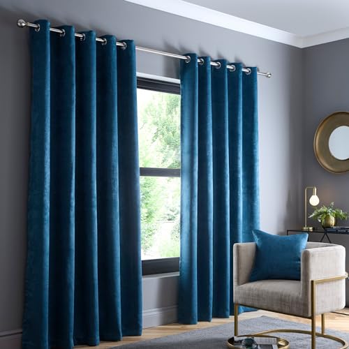 Fusion Blaugrüne Vorhänge B 90 x L 90 (229 x 229 cm) – 2 Paneele – Thermovorhänge mit Ösen für Schlafzimmer/Wohnzimmer – Blaugrün von Fusion