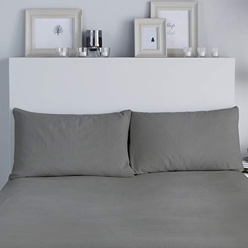 Fusion Brushed Bedding Gebürstete Bettwäsche, 1 Paar Kissenbezüge, 100 Baumwolle, anthrazit, 50 x 75cm Housewife, 2 von Fusion