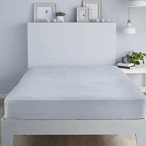 Fusion Brushed Bedding Gebürstete Bettwäsche – 28 cm Spannbetttuch, 100 Baumwolle, Silber, Doppelbett von Fusion