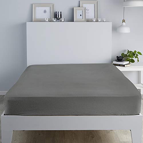 Fusion Brushed Bedding Gebürstete Bettwäsche – 28 cm Spannbetttuch, 100 Baumwolle, anthrazit, King Size von Fusion