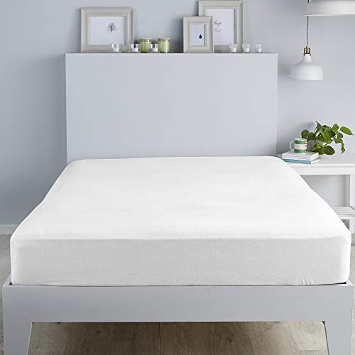 Fusion Brushed Bedding Gebürstete Bettwäsche – 28 cm Spannbetttuch, 100 Baumwolle, weiß, Doppelbett von Fusion