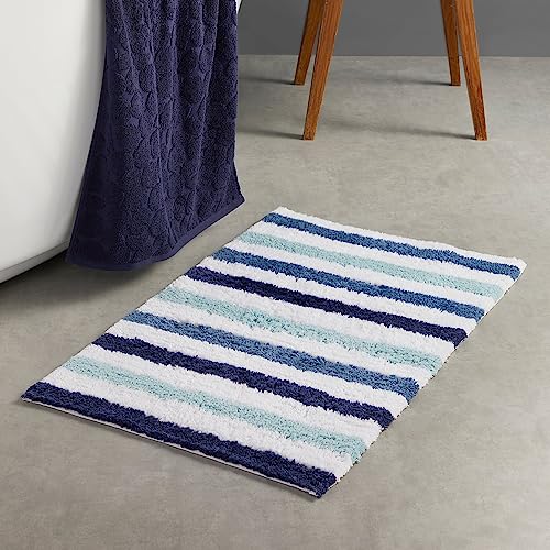 Fusion Carlson Badematte, gestreift, 100% Baumwolle, 50 x 80 cm, Blau von Fusion