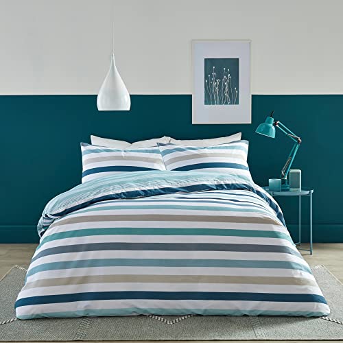 Fusion - Carlson Stripe – wendbares Bettbezug-Set – Kingsize-Bett in Blaugrün von Fusion