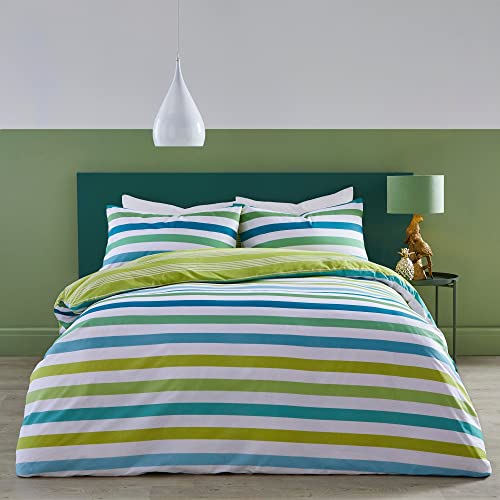 Fusion - Carlson Stripe – Wende-Bettwäsche-Set – Kingsize-Bett Größe in Grün von Fusion