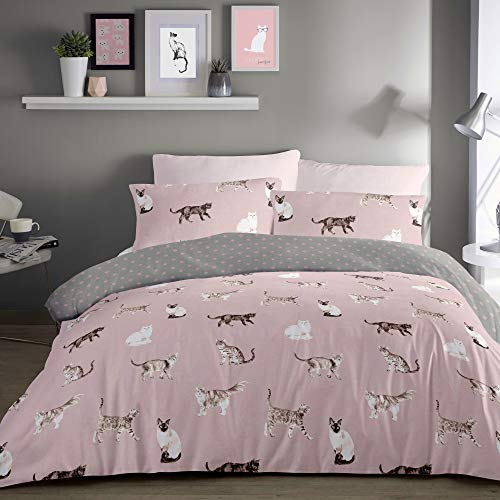 Fusion Katze Bettbezug und Zwei Kissenbezüge, 52% Polyester, 48% Baumwolle, Blush, King Size von Fusion