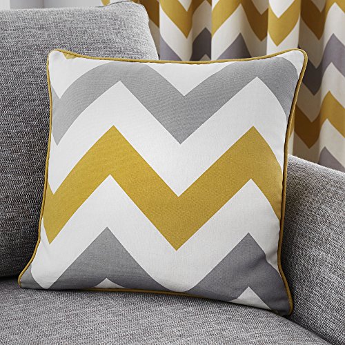 Fusion Chevron Kissen mit Füllung, Baumwolle, Ocker, Cushion (Filled): 43 x 43cm von Fusion