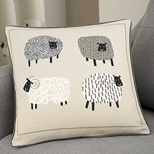 Fusion - Dotty Sheep Kissen, gefüllt mit 100% Baumwolle, 43 x 43 cm, naturfarben von Fusion