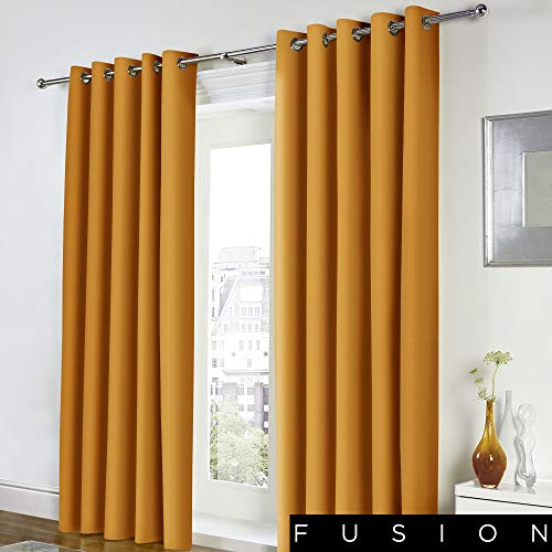 Fusion Home Furnishings Freya Paar Ösenvorhänge, Cotton, Ocker, 168 x 137cm von Fusion
