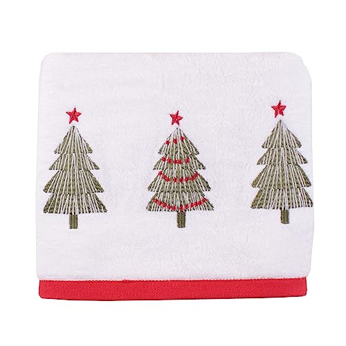 Fusion Handtuch mit Weihnachtsbäumen, 100% Baumwolle, 50 x 90 cm, Weiß, 2 Stück von Fusion
