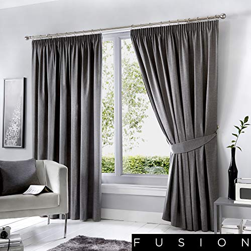 Fusion Home Furnishings Dijon Paar Bleistift-Faltenvorhänge, Polyester, Anthrazit, 229 x 183cm Fusion Home Furnishings Dijon Paar Bleistift-Faltenvorhänge, Polyester, Anthrazit, 229 x 183cm von Fusion