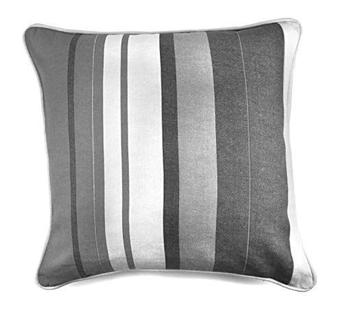 Fusion Home Furnishings Stripe Whitworth Kissen, gestreift, Polyester 100% Baumwolle, Grau, Cushion (Filled): 43 x 43cm von Fusion