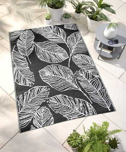Fusion Matteo Outdoor-Teppich (170 x 120 cm) – Schwarzer Outdoor-Teppich von Fusion