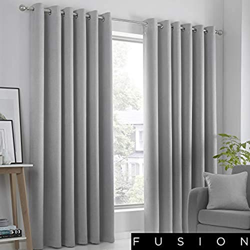 Fusion Strata Vorhänge, mit Ösen, 1 Paar, Futter: 100% Polyester, Silber, 168 x 229cm von Fusion