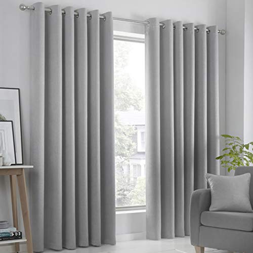 Fusion Strata Vorhänge mit Ösen, gefüttert, 100% Polyester, 229 x 183 cm, silberfarben Fusion Strata Vorhänge mit Ösen, gefüttert, 100% Polyester, 229 x 183 cm, silberfarben von Fusion