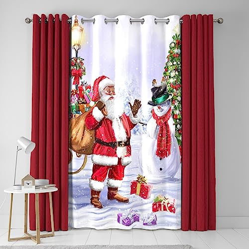 Fusion - Türvorhang mit Ösen, Motiv Weihnachtsmann und Schnee, 138 x 214 cm, Mehrfarbig von Fusion