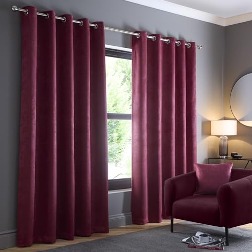Fusion Strata Collection Vorhänge B46 x L90 (117 x 229 cm) – 2 Paneele – Ösen in Rotwein – Thermo für Schlafzimmer/Wohnzimmer – rote Vorhänge & Vorhänge – Tür – Kollektion Strata von Fusion