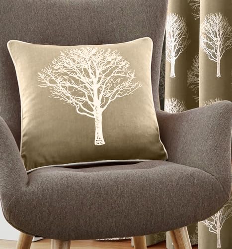 Fusion Woodland Trees Kissen mit Waldbäumen, gefüllt, 100% Baumwolle, Leinen, Filled Cushion von Fusion