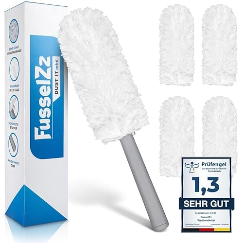 FusselZz Waschbarer Handstaubwedel + 4 Ersatztücher: Effektive Staubentfernung leicht gemacht - Reinigungskraft mit waschbarem Staubwedel und 4 Tüchern. Halten Sie Ihr Zuhause mühelos staubfrei! von FusselZz