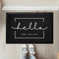 Fußmatte Hello | Türmatte Name Personalisiert Namen Familienname Indoor Einzugsgeschenk Geburtstag Geschenk Hochzeit von FussmattenKINGde