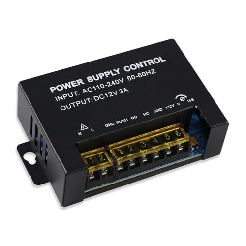 FUSYTULY 12VDC Zutrittskontrollsystem Netzteil Schalter 3A Ausgang AC110V-240V Eingang Kleiner Netzteil Adapter mit Zeitverzögerung für Elektrische Türschlösser Video Türklingel von FusyTuly