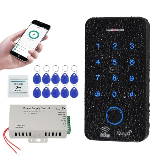 FUSYTULY WiFi Tuya Fingerabdruck Zugangskontrollsystem wasserdichte Biometrie RFID-Tastatur 125KHz 13.56MHz + DC12V Stromversorgung + 10pcs RFID-Tastenbänder, Ohne Elektrische Schlösser FUSYTULY WiFi Tuya Fingerabdruck Zugangskontrollsystem wasserdichte Biometrie RFID-Tastatur 125KHz 13.56MHz + DC12V Stromversorgung + 10pcs RFID-Tastenbänder, Ohne Elektrische Schlösser von FusyTuly