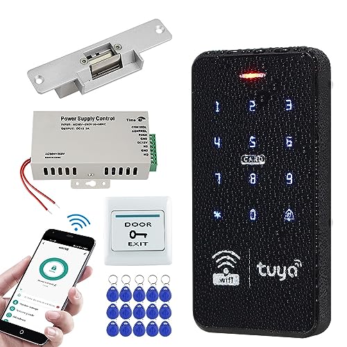 FUSYTULY IP68 wasserdichte Drahtlose WiFi Zugangskontrollsystem-Kits Smart Tuya APP RFID Tastatur 125KHz 13.56MHz Dual Frequenz und DC12V 3A Netzteil Controller, Elektrisches Schlagschloss von FusyTuly