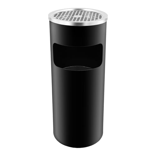 30L Standaschenbecher für draußen Mülleimer, 2 in 1 Edelstahl Mülleimer mit Inneneimer, 62 x 25 cm Abfalleimer für draußen groß für Büro Hotel Garten (Schwarz) von Futchoy