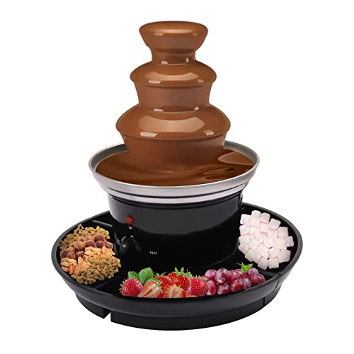 OUKANING 4-stufiger Schokoladenbrunnen - Große Fondue-Sets, 40W Elektrische Schokoladenbrunnenmaschine mit Warmhaltefunktion Schokoladenfontäne für Party, Hochzeit und Geburtstag（Schwarz） von OUKANING