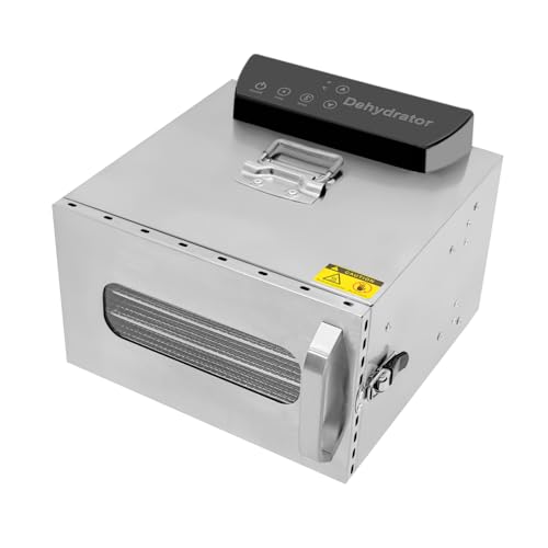 Dörrautomat edelstahl, 6/8/10 Etagen LCD Timer Dörrapparat Obsttrockner Dörrgerät für Obst- Fleisch Gemüse Kräuter (6 Etagen) von Futchoy